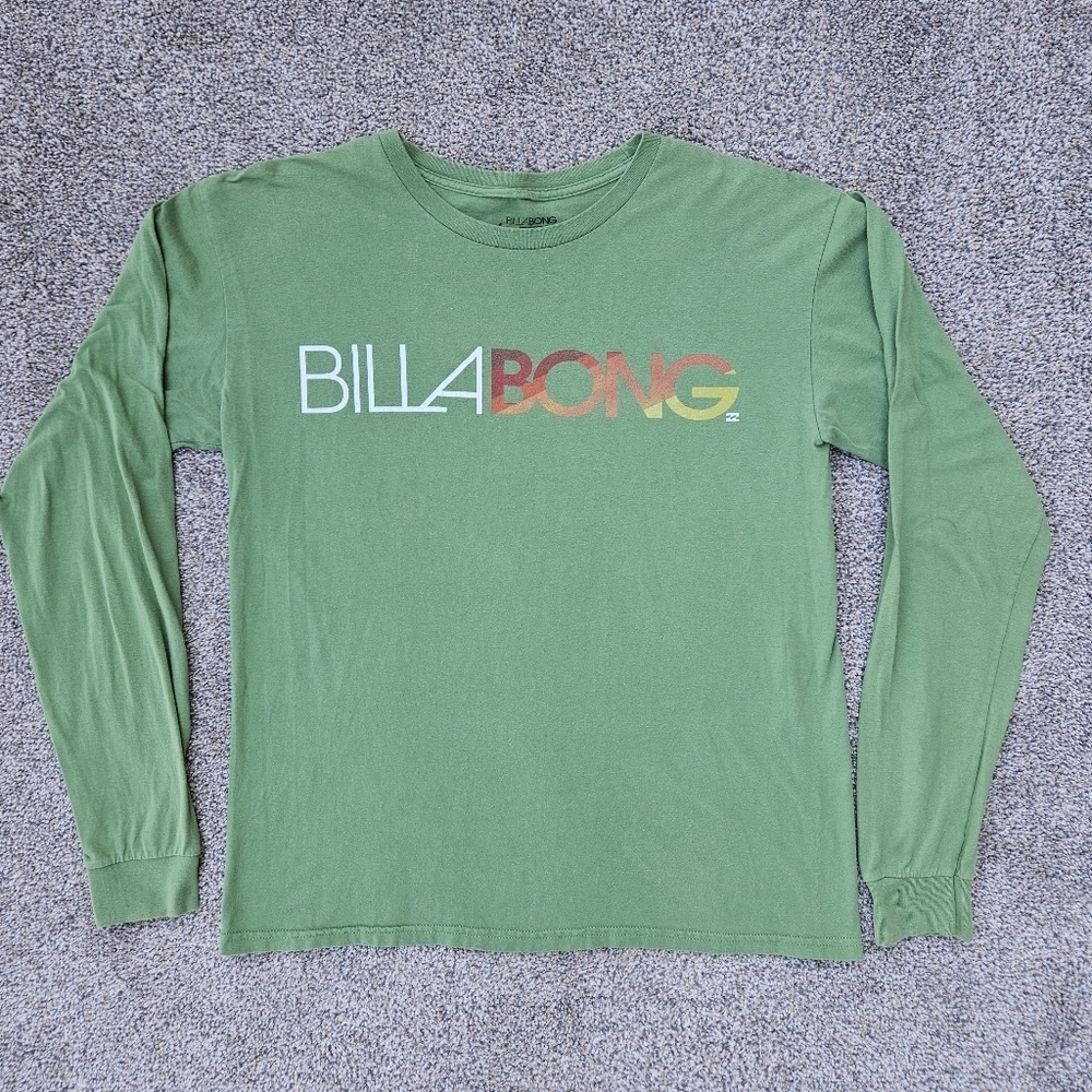 Vintage Y2K Billabong Long Sleeve Shirt Green Men's Large 90's Surf Beach Grunge